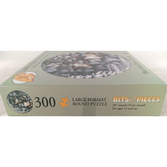 Reindeer and Feathered Friend 300 Piece Large Format Round Jigsaw Puzzle - Picture 2 of 3